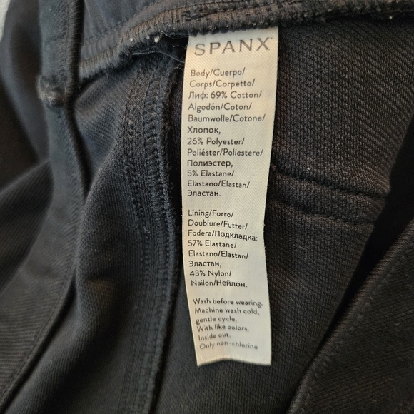 Spanx Jeanish Cropped Black Skinny High Rise Stretch Pants Size Large - Picture 6 of 7